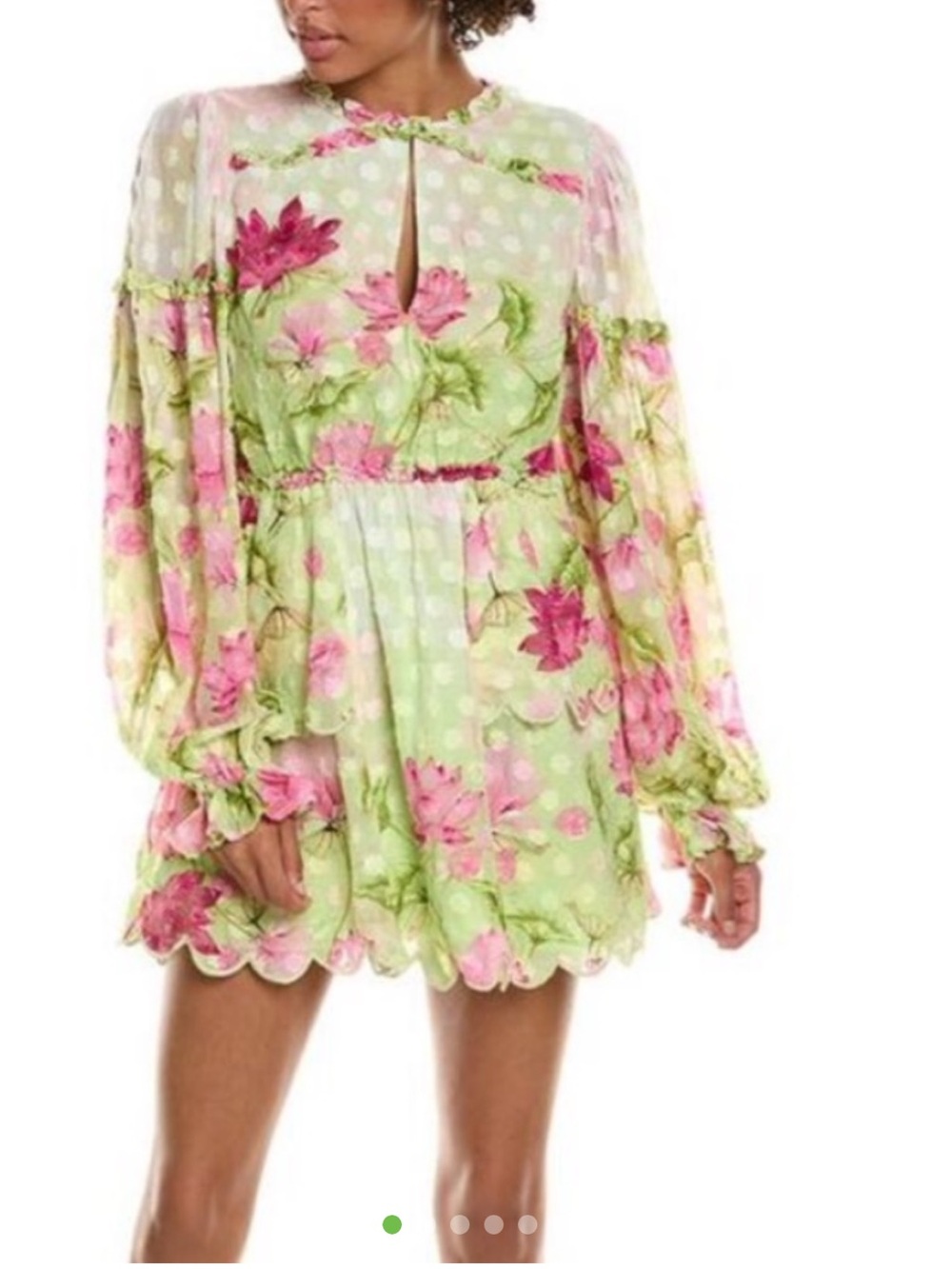 Rococo Sand Floral Green & Pink Mini Dress